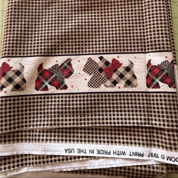 Daisy Kingdom Scottie Border #2701 Fabric 1997 Plaid Terrier Quilting Cotton - Picture 2 of 12